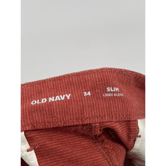 OLD NAVY Men's Amberglow Red 8" Rotation Linen-Blend Chino Shorts SZ 34 - Picture 7 of 10